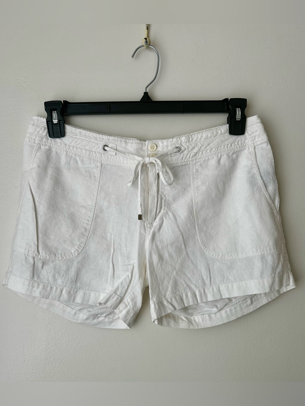Shinestar White Drawstring Linen Cargo-Style Shorts